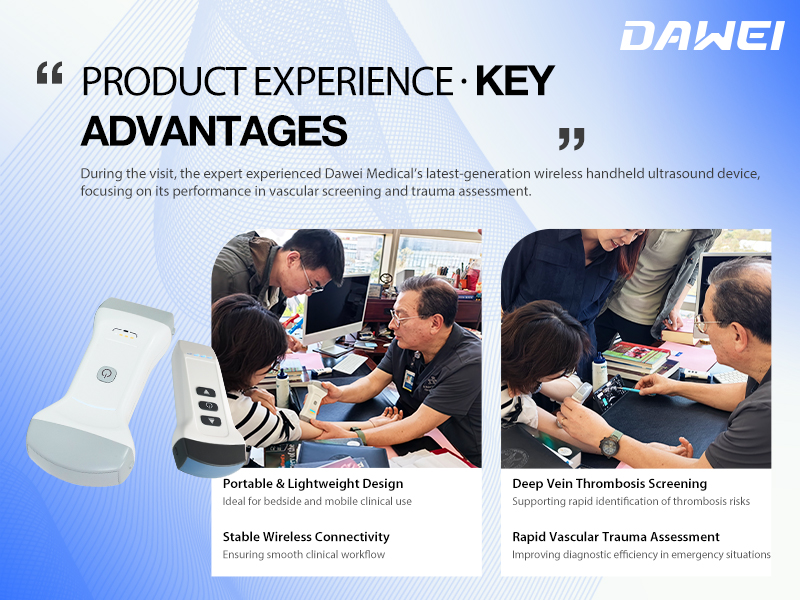 Прямой эфир из медицинского центра ABC Беспроводное портативное ультразвуковое устройство Dawei признано мексиканским специалистом по сосудистым заболеваниям